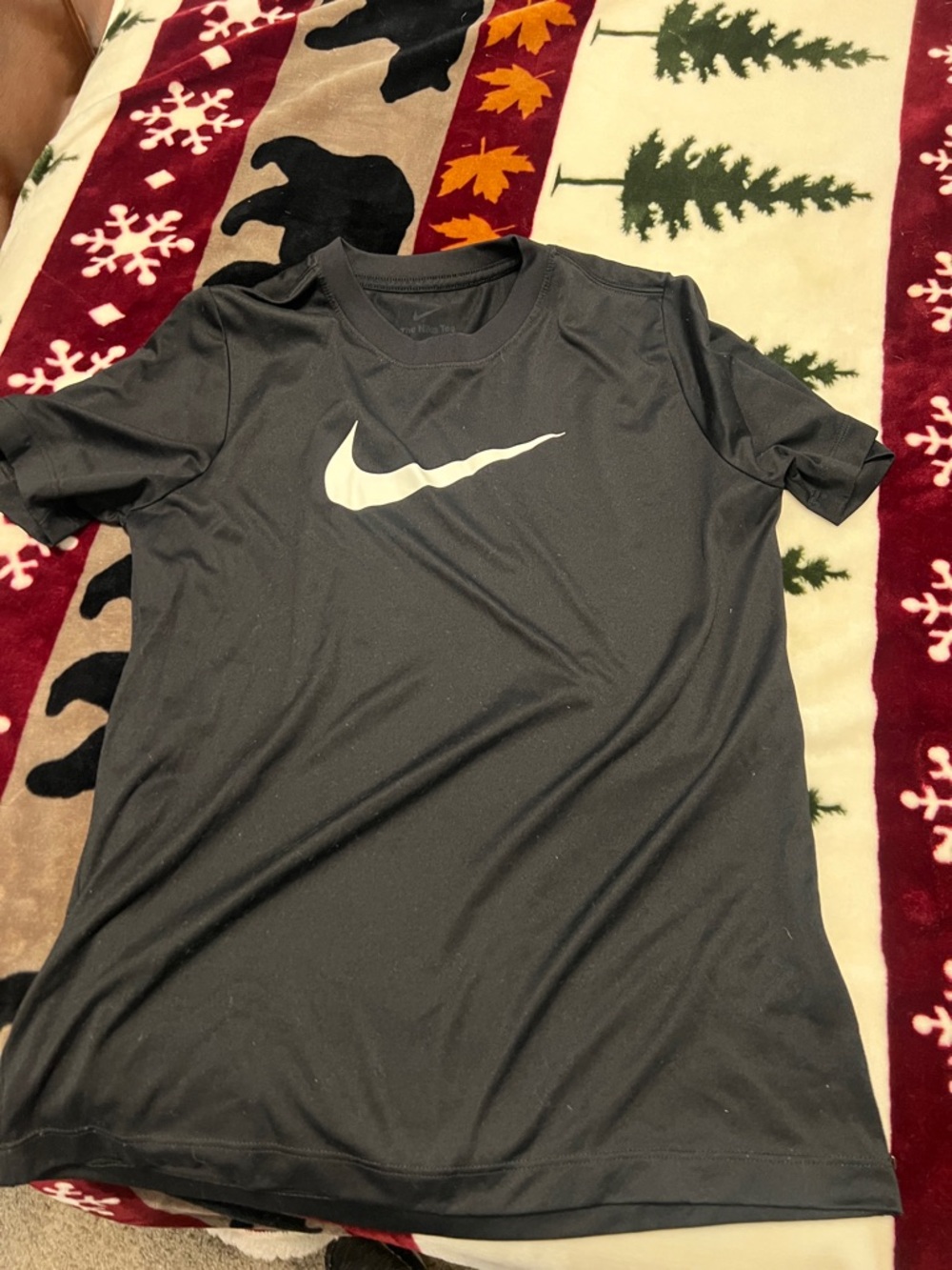 Nike Black Short Sleeve Athletic Tee with White Swoosh
